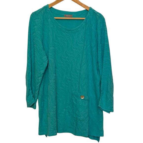 Habitat Size Large Turquoise Textured Single Pocket Tunic Blouse - Picture 1 of 8